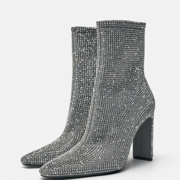 ZARA Rhinestone Ankle Boots - Picture 2 of 7